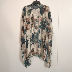Long white floral print shawl